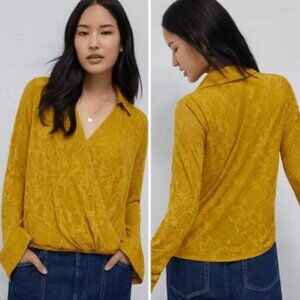 Maeve Mustard Floral Wrap Top